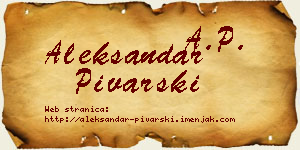 Aleksandar Pivarski vizit kartica